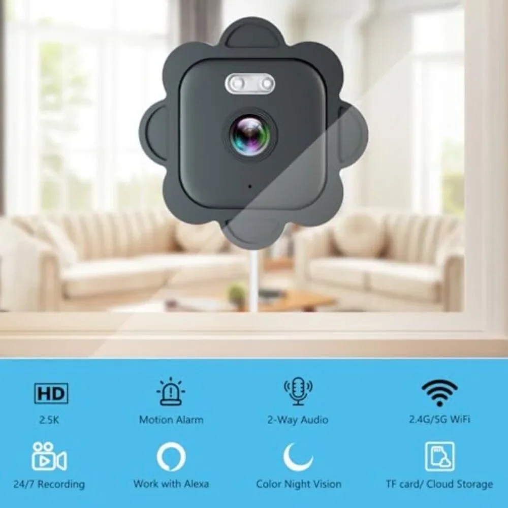 Uniter 2.5K Window Camera, 2.4GHz/5GHz WiFi Indoor Window Cameras for Home Secur